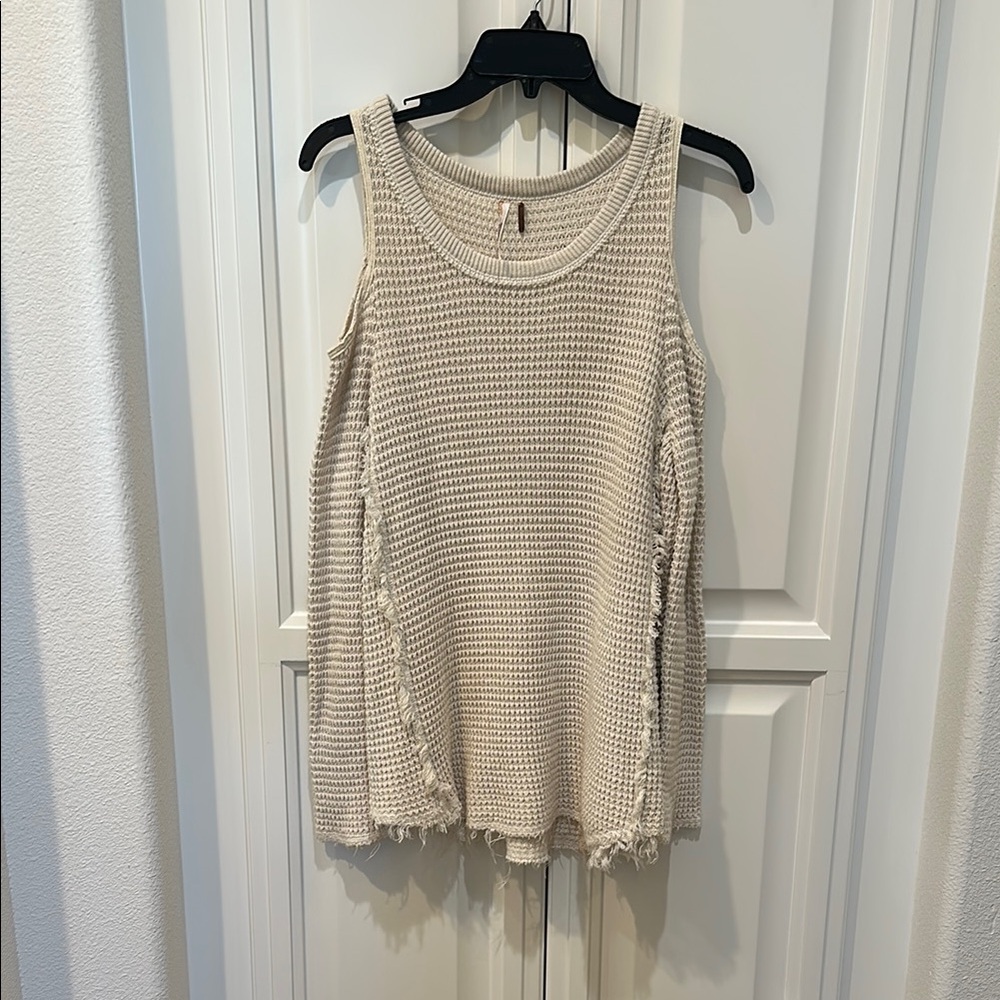 Cream Knit Sleeveless Top